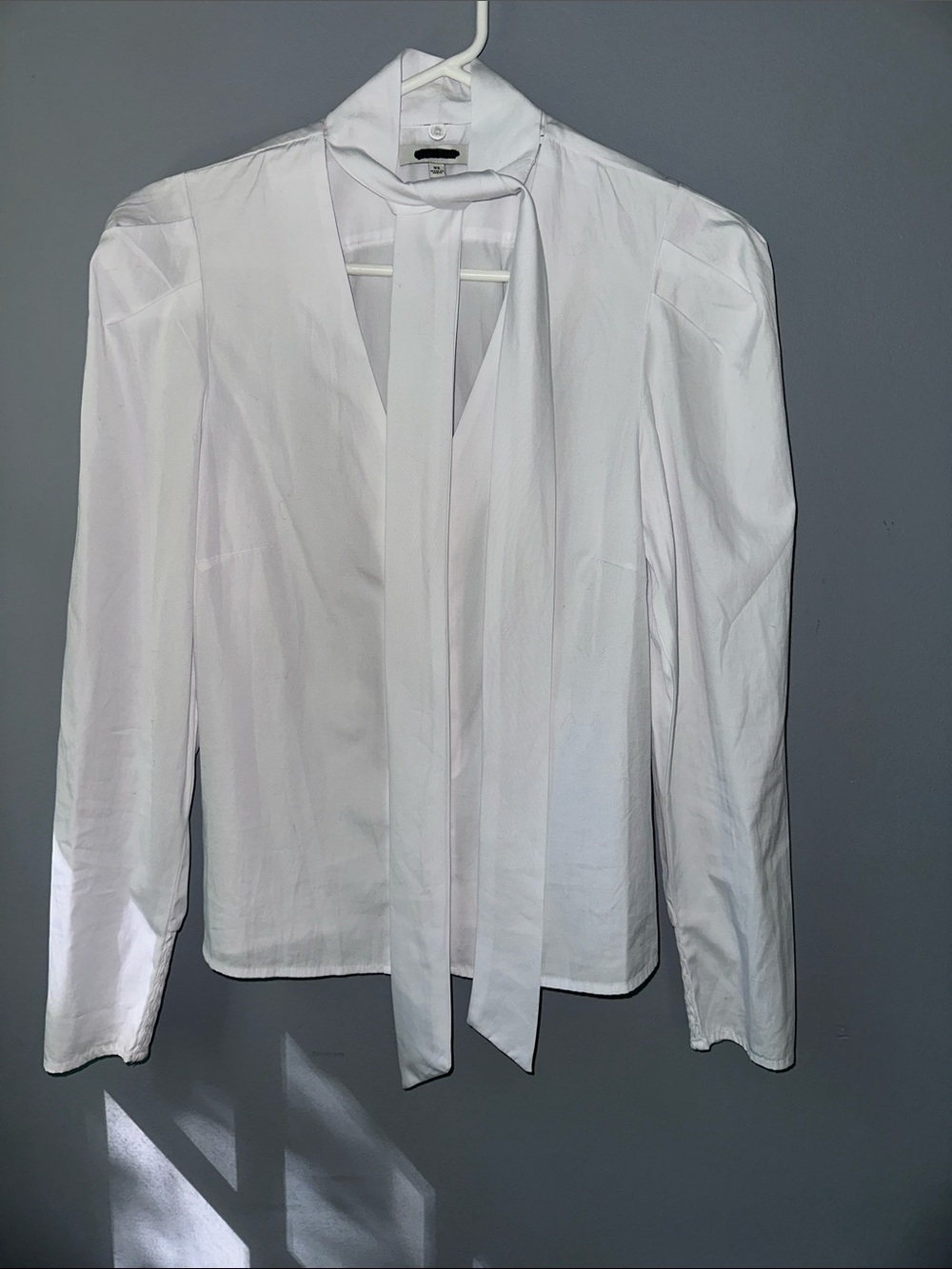 Madewell NWT tie neck button front Top white womens size XS Brand - Picture 4 of 16